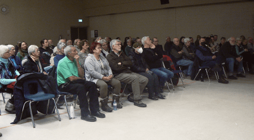 Local community gathering in gymnasium